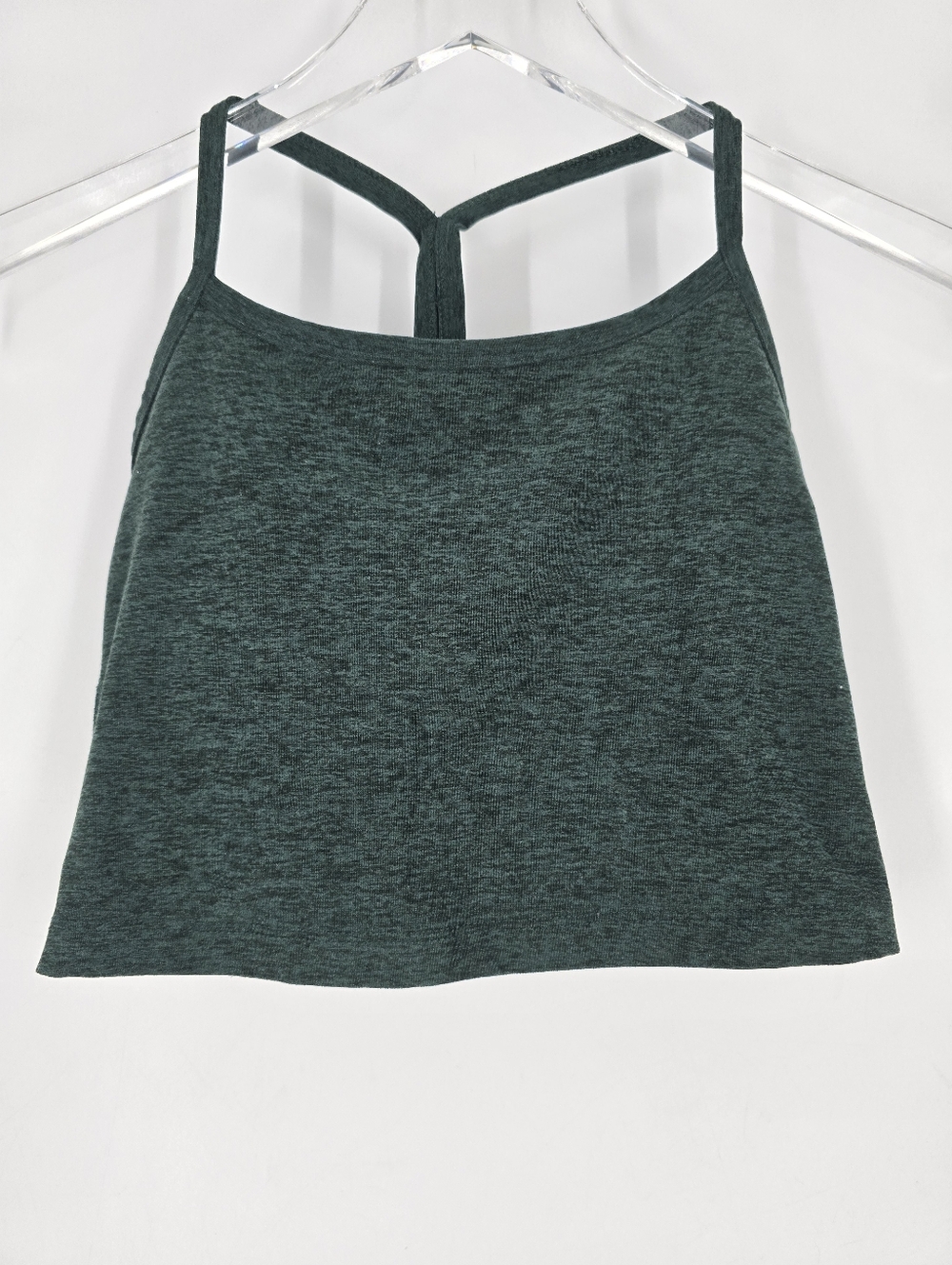 Beyond Yoga Spacedye Slim Racerback Cropped Tank Dusty Forest Heather Size XS